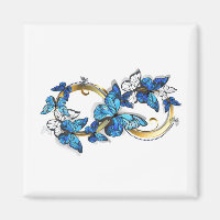 Symbol Unendlichkeit von blauen Morpho-Schmetterli