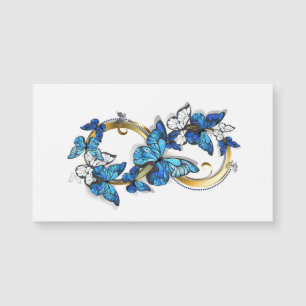 Symbol Unendlichkeit von blauen Morpho-Schmetterli Magnetkarte