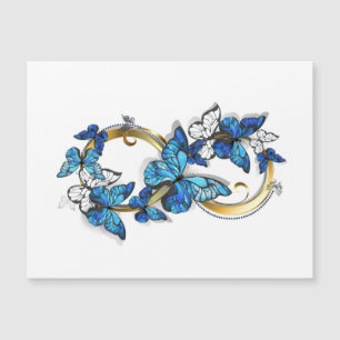 Symbol Unendlichkeit von blauen Morpho-Schmetterli Magnetkarte