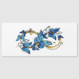 Symbol Unendlichkeit von blauen Morpho-Schmetterli Magnetkarte