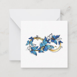 Symbol Unendlichkeit von blauen Morpho-Schmetterli Mitteilungskarte