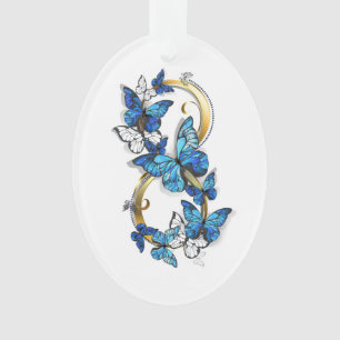 Symbol Unendlichkeit von blauen Morpho-Schmetterli Ornament