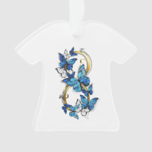 Symbol Unendlichkeit von blauen Morpho-Schmetterli Ornament