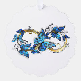 Symbol Unendlichkeit von blauen Morpho-Schmetterli Ornament Karte