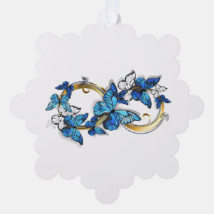Symbol Unendlichkeit von blauen Morpho-Schmetterli Ornament Karte