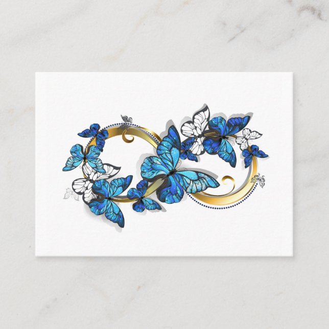 Symbol Unendlichkeit von blauen Morpho-Schmetterli Platzkarte (Vorderseite)