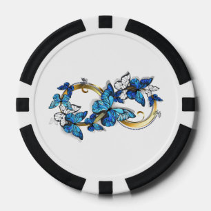 Symbol Unendlichkeit von blauen Morpho-Schmetterli Pokerchips