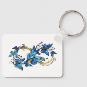 Symbol Unendlichkeit von blauen Morpho-Schmetterli Schlüsselanhänger