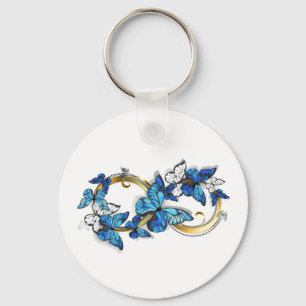 Symbol Unendlichkeit von blauen Morpho-Schmetterli Schlüsselanhänger