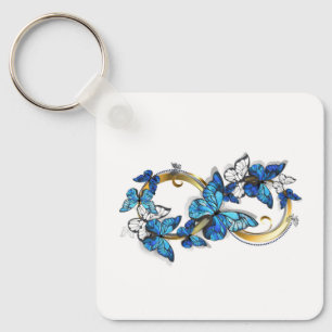 Symbol Unendlichkeit von blauen Morpho-Schmetterli Schlüsselanhänger