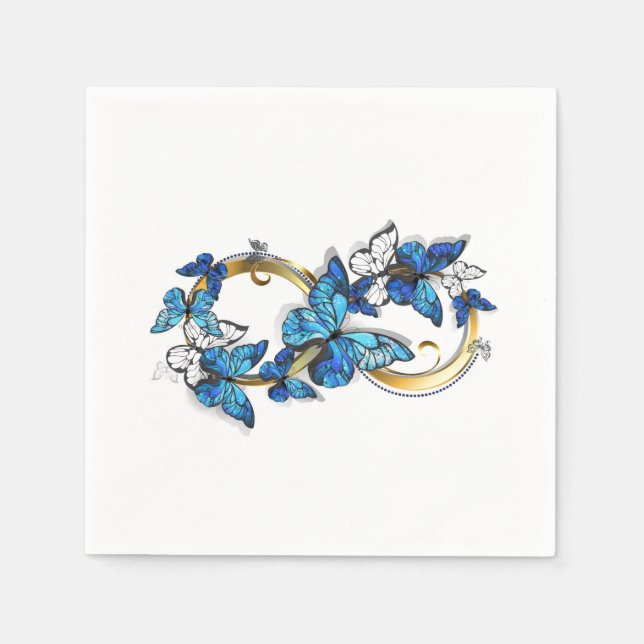 Symbol Unendlichkeit von blauen Morpho-Schmetterli Serviette (Vorderseite)