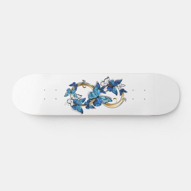 Symbol Unendlichkeit von blauen Morpho-Schmetterli Skateboard (Horizontal)