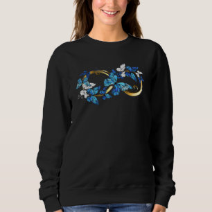 Symbol Unendlichkeit von blauen Morpho-Schmetterli Sweatshirt