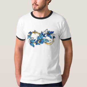 Symbol Unendlichkeit von blauen Morpho-Schmetterli T-Shirt