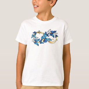Symbol Unendlichkeit von blauen Morpho-Schmetterli T-Shirt
