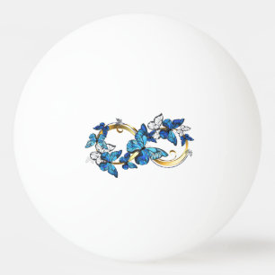 Symbol Unendlichkeit von blauen Morpho-Schmetterli Tischtennisball