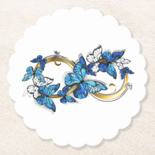 Symbol Unendlichkeit von blauen Morpho-Schmetterli Untersetzer