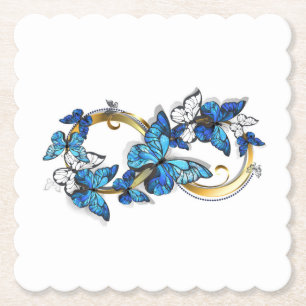 Symbol Unendlichkeit von blauen Morpho-Schmetterli Untersetzer