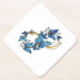 Symbol Unendlichkeit von blauen Morpho-Schmetterli Untersetzer