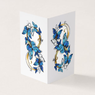 Symbol Unendlichkeit von blauen Morpho-Schmetterli Visitenkarten