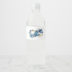Symbol Unendlichkeit von blauen Morpho-Schmetterli Wasserflaschenetikett
