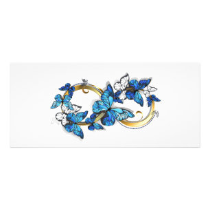 Symbol Unendlichkeit von blauen Morpho-Schmetterli Werbekarte
