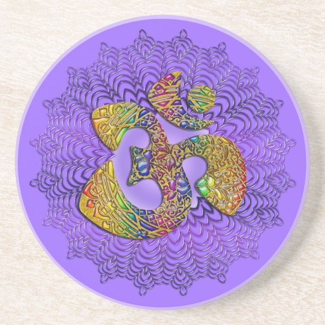 Symbol Universell OM/OM - Ornament Sandstein Untersetzer (Vorne)
