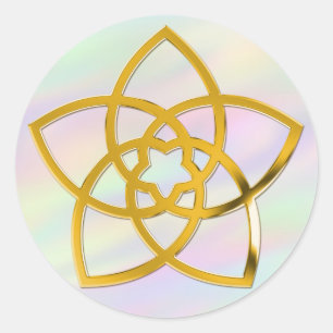 Symbol Venus Blume / GOLD   Farblicht Runder Aufkleber