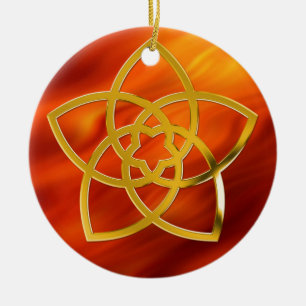 Symbol Venus Blume / GOLD   Feuer rot Keramik Ornament