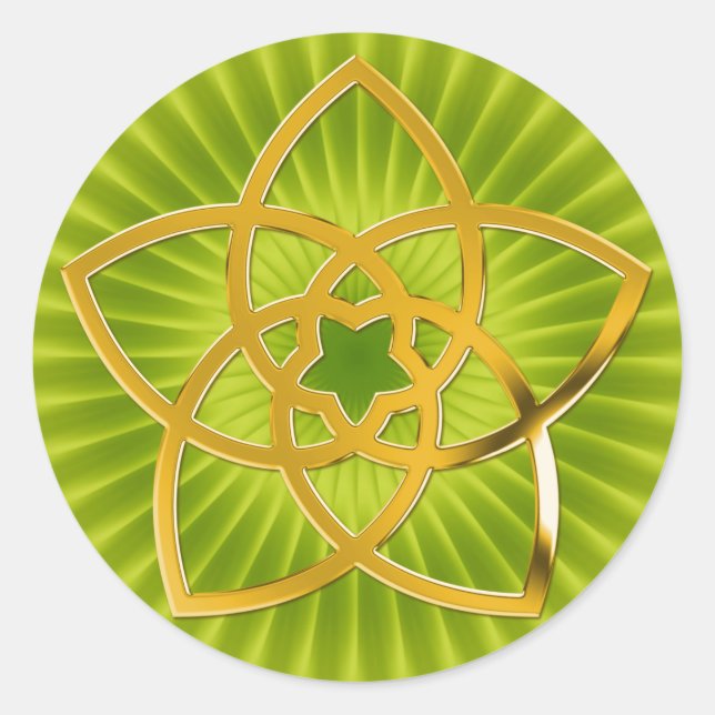 Symbol Venus Blume / GOLD | hellgrün Runder Aufkleber (Vorderseite)
