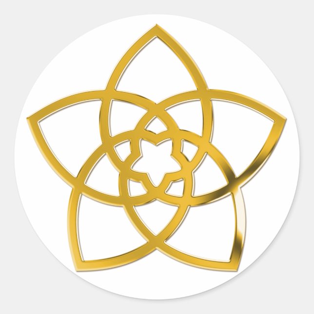 Symbol Venus Blume / GOLD Runder Aufkleber (Vorderseite)