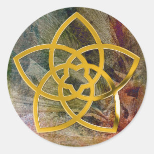 Symbol-Venus-Blumen-/-GOLD Feder Runder Aufkleber