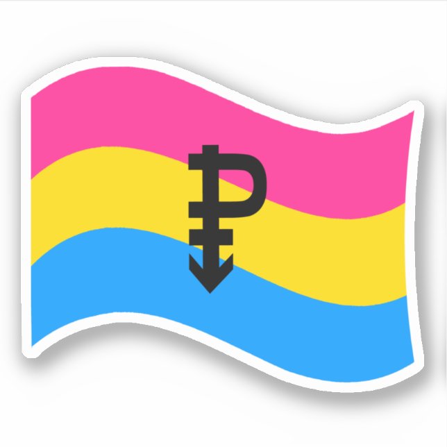 Symbol-Wavy-Flag Pansexual Aufkleber (Vorderseite)