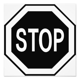 Symbol-Zeichen anhalten - Schwarz auf Weiß Fotodruck