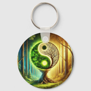 Symbolbaum mit Yin-Yang-Design Schlüsselanhänger
