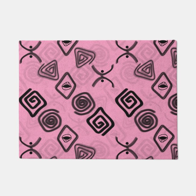 Symbole auf Rosa. Fußmatte (Vorderseite)