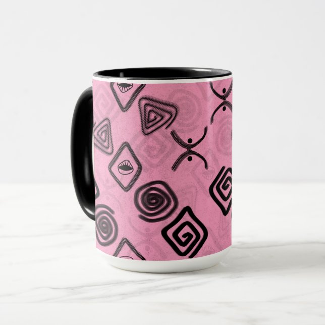 Symbole auf Rosa. Tasse (Vorderseite Links)