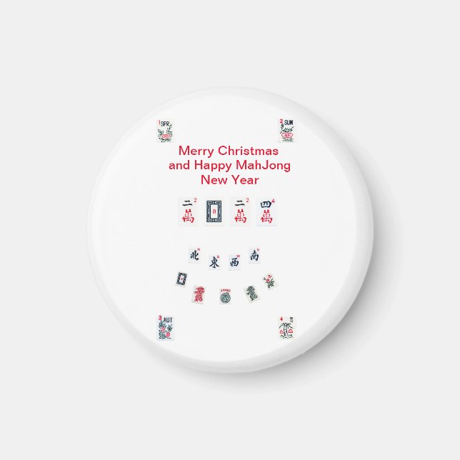 Symbole aus Mahjong für Weihnachten Magnet (Vorne)
