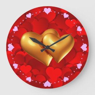 Symbole der herzförmigen Liebe Große Wanduhr