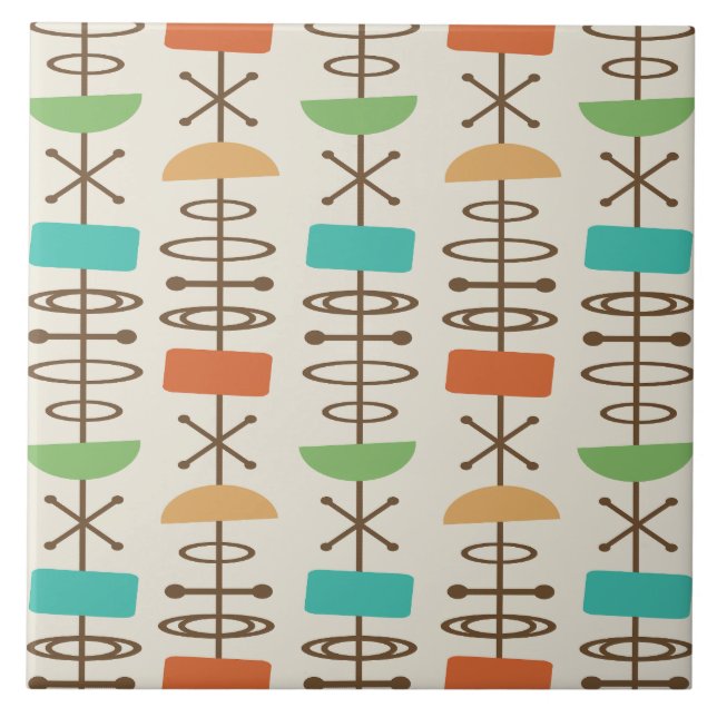 Symbole des Atomzeitalters mehrfarbig Fliese (Vorderseite)