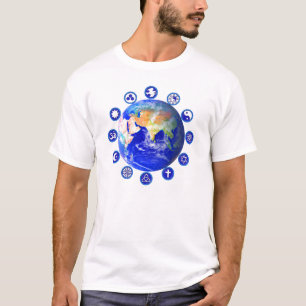 Symbole des Friedens u. der Einheit um den WeltT - T-Shirt