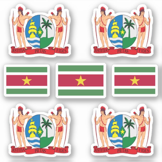 Symbole des surinamischen Staat / Wappen und Fahne Aufkleber (Vorderseite)