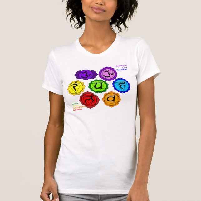 SYMBOLE DES YOGA-REIKI SIEBEN CHAKRAS T-Shirt (Vorderseite)