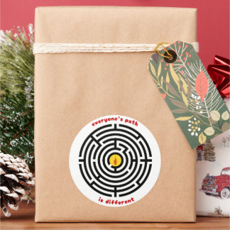 Symbole für antikes Labyrinth und Erleuchtung Runder Aufkleber