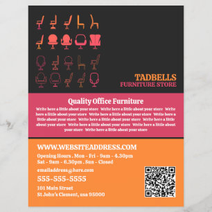 Symbole für den Stuhl - Verkaufsstellen für Möbel Flyer