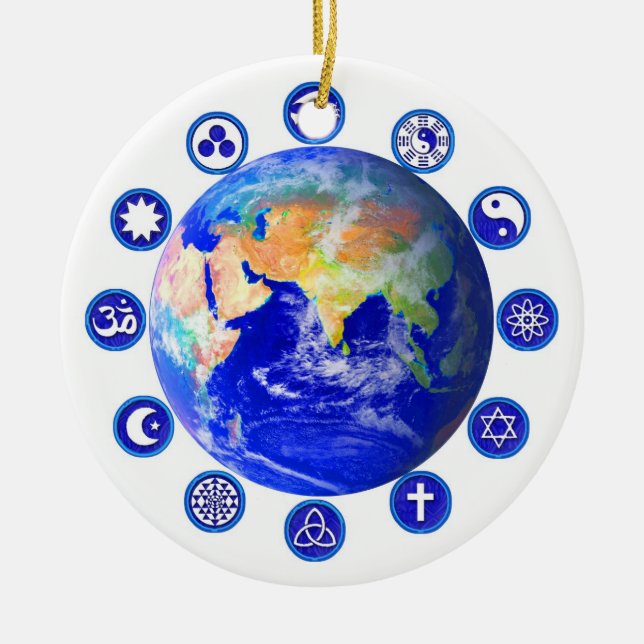 Symbole für Frieden, Einheit und Religion Keramikornament (Vorne)