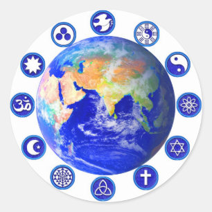 Symbole für Frieden und Einheit Runder Aufkleber