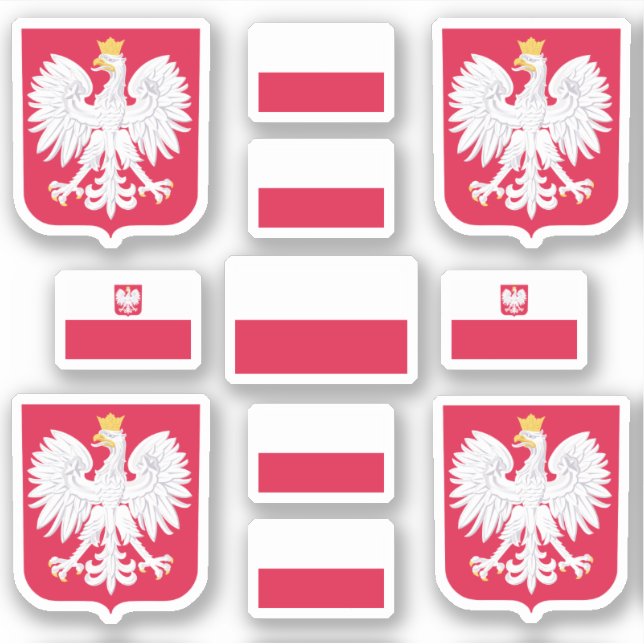 Symbole für polnische Staat / Wappen und Fahne Aufkleber (Vorderseite)