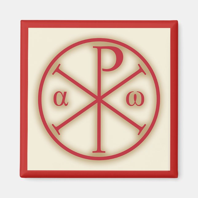 Symbole Jesu Christi: Chi-Rho, Alpha und Omega Magnet (Vorne)