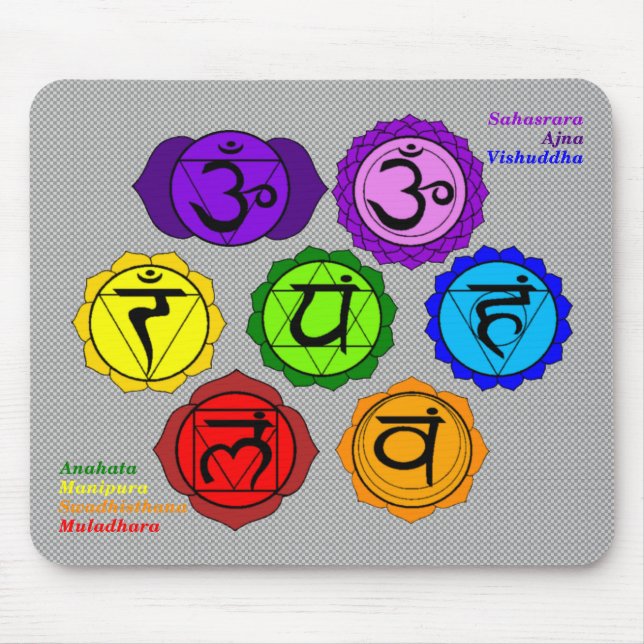 SYMBOLE MOUSEPAD. DES YOGA-REIKI SIEBEN CHAKRA MOUSEPAD (Vorne)